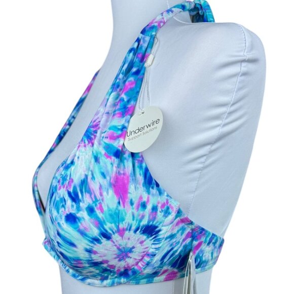 Coco Reef Contours Cameo Tie Dye Halter Top Bikini Top Women's Size 10/3… - Picture 9 of 15